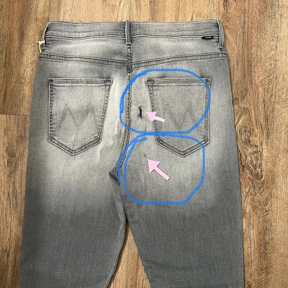 Mother Sz 31 Light Wash Gray Denim The Swooner Super Moon Stripe Skinny Jeans